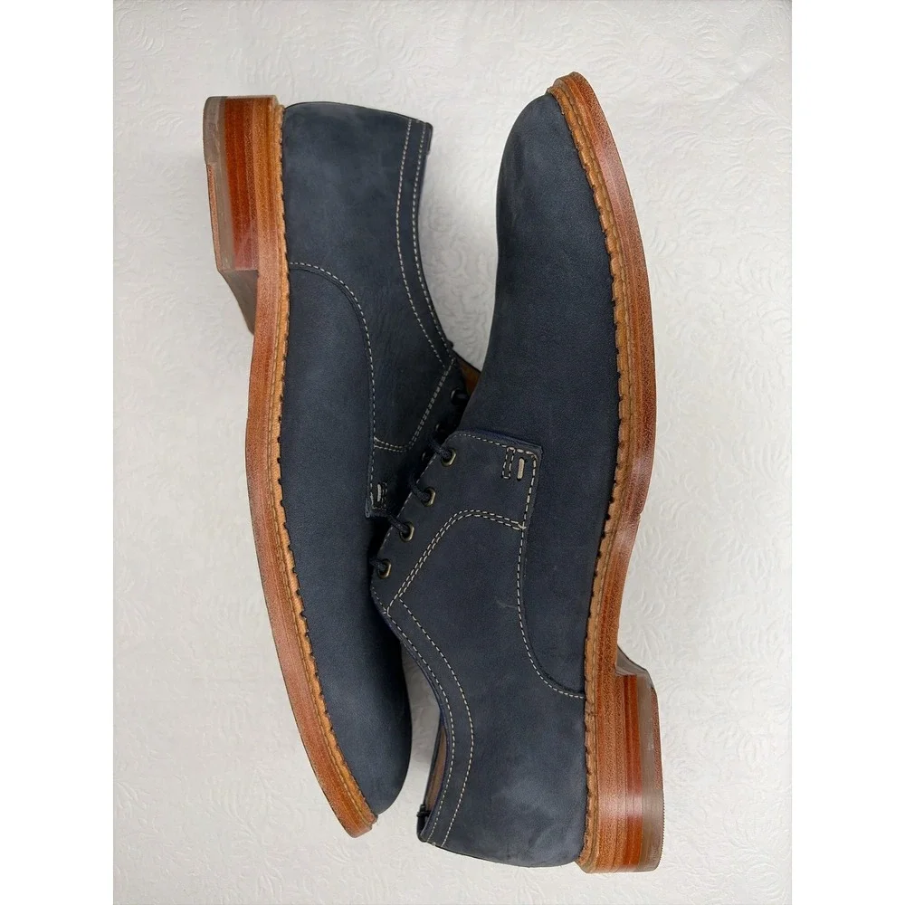 Johnston & Murphy Mens Blue  Italian‎ Suede Plain Toe Derby Shoes 10.5 M